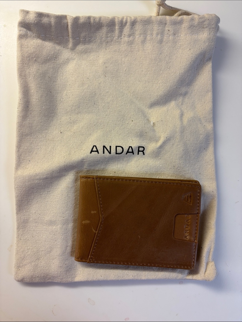 ANDAR Men's Tan Leather Card & Key Holder